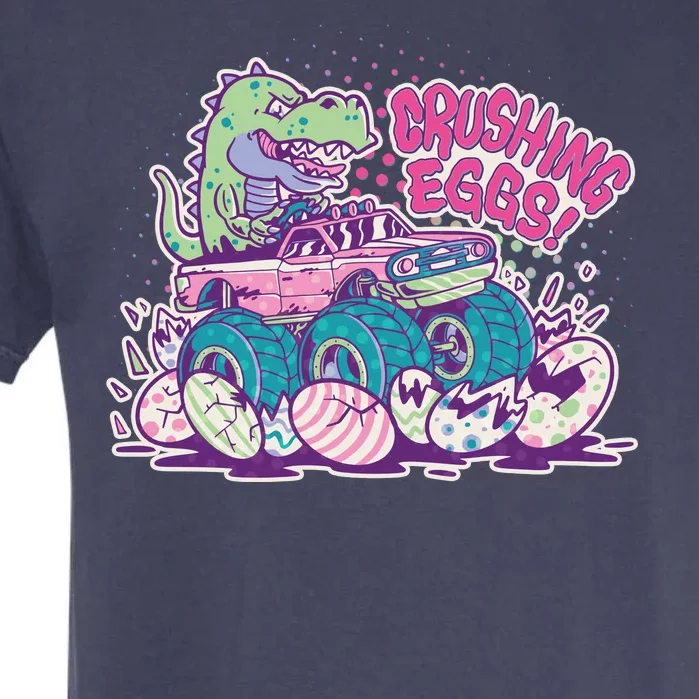 Funny Easter Crushing Eggs TRex Dinosaur Monster Truck Garment-Dyed Heavyweight T-Shirt