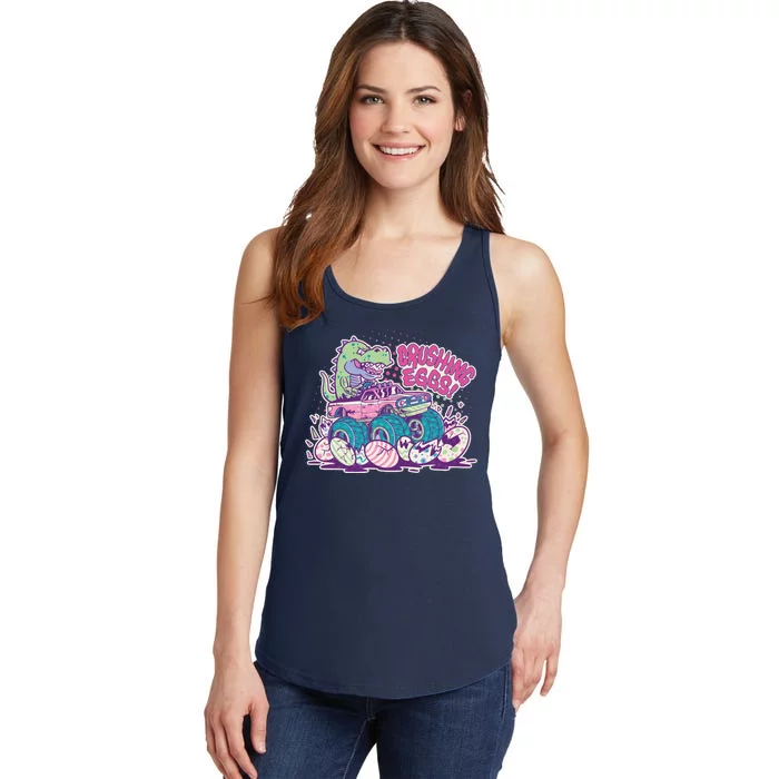 Funny Easter Crushing Eggs TRex Dinosaur Monster Truck Ladies Essential Tank