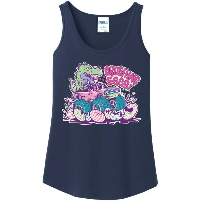 Funny Easter Crushing Eggs TRex Dinosaur Monster Truck Ladies Essential Tank