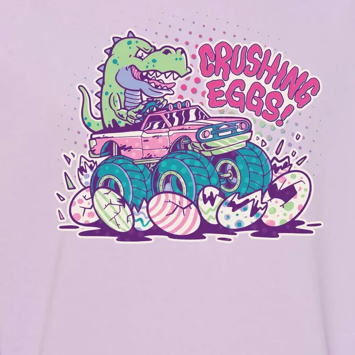 Funny Easter Crushing Eggs TRex Dinosaur Monster Truck Garment-Dyed Sweatshirt