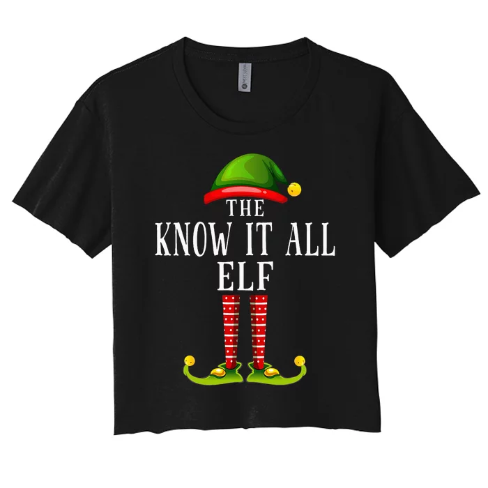 Festive Elf Christmas Family Pajama Set Women's Crop Top Tee