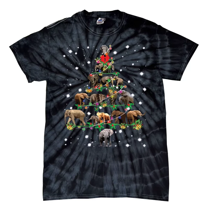 Funny Elephants Christmas Tree Ornament Decor Gift Tie-Dye T-Shirt