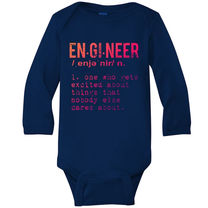 Funny Engineering Cute Gift Engineer Definition Funny Gift Baby Long Sleeve Bodysuit