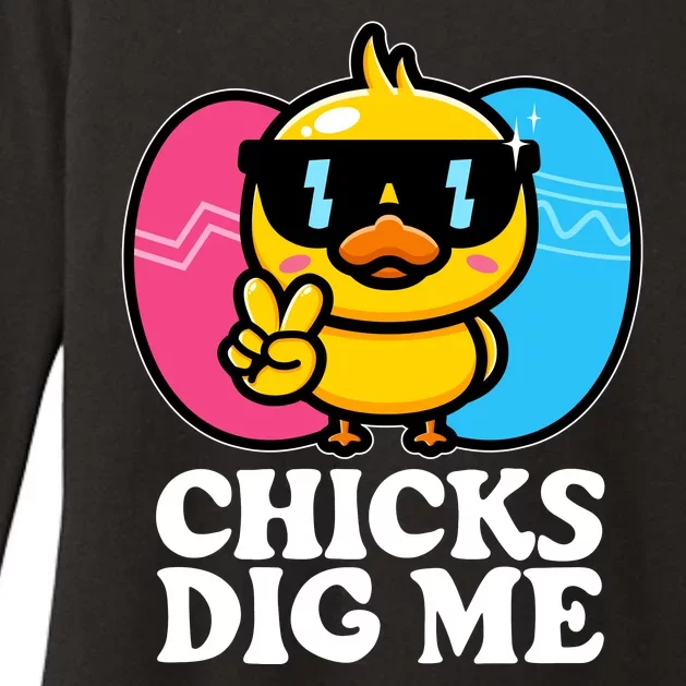 Funny Easter Chicks Dig Me Womens CVC Long Sleeve Shirt