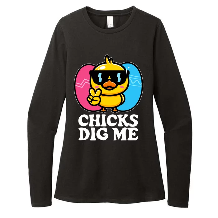 Funny Easter Chicks Dig Me Womens CVC Long Sleeve Shirt