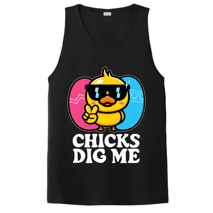 Funny Easter Chicks Dig Me Performance Tank