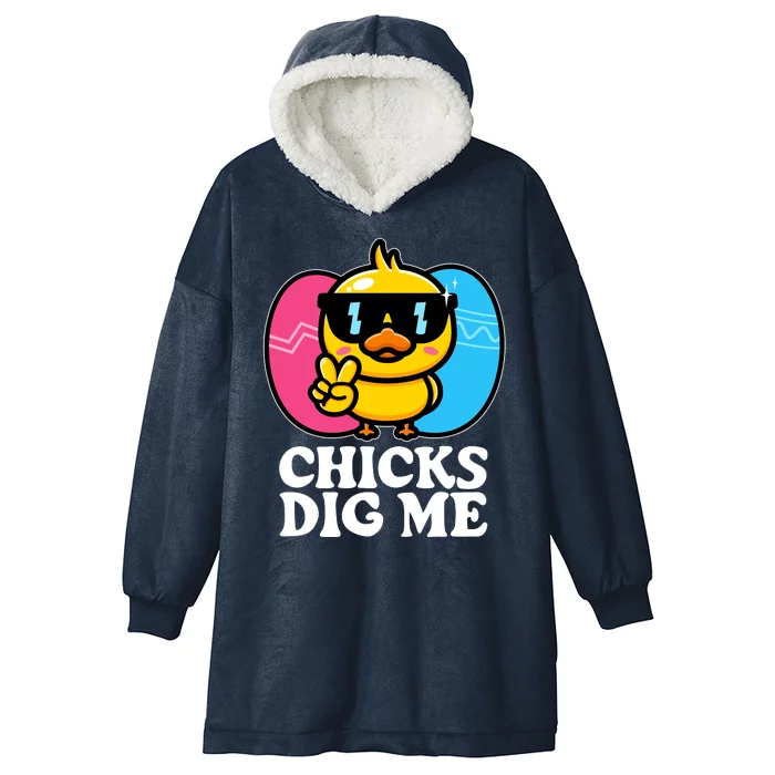 Funny Easter Chicks Dig Me Hooded Wearable Blanket