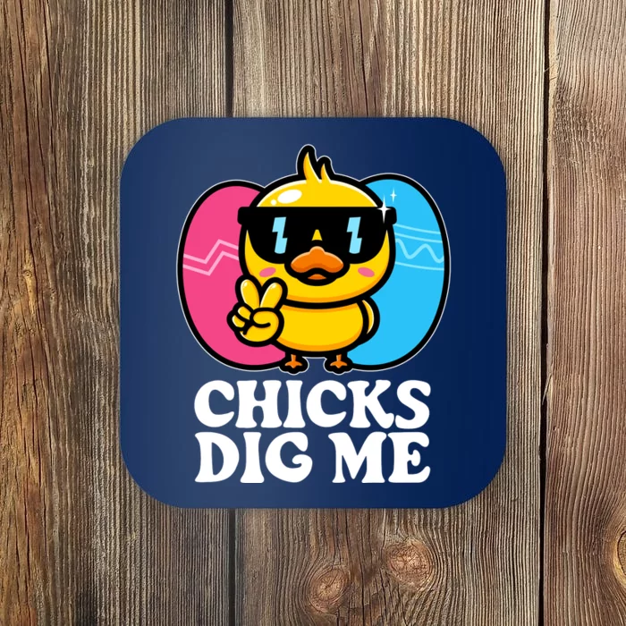 Funny Easter Chicks Dig Me Coaster