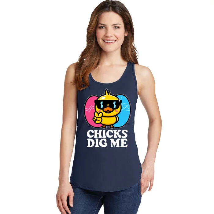 Funny Easter Chicks Dig Me Ladies Essential Tank