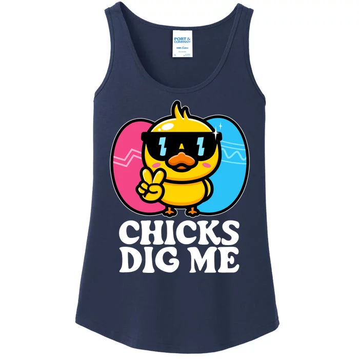 Funny Easter Chicks Dig Me Ladies Essential Tank