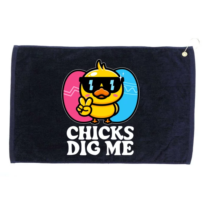 Funny Easter Chicks Dig Me Grommeted Golf Towel