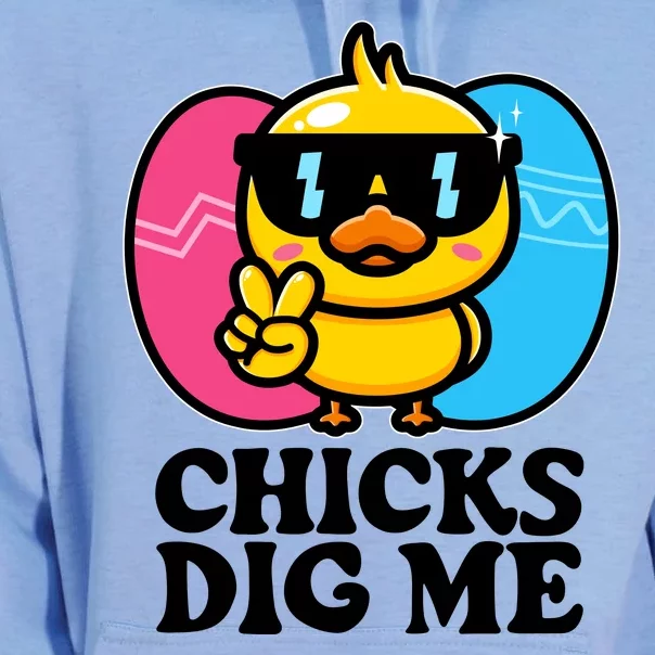 Funny Easter Chicks Dig Me Unisex Surf Hoodie