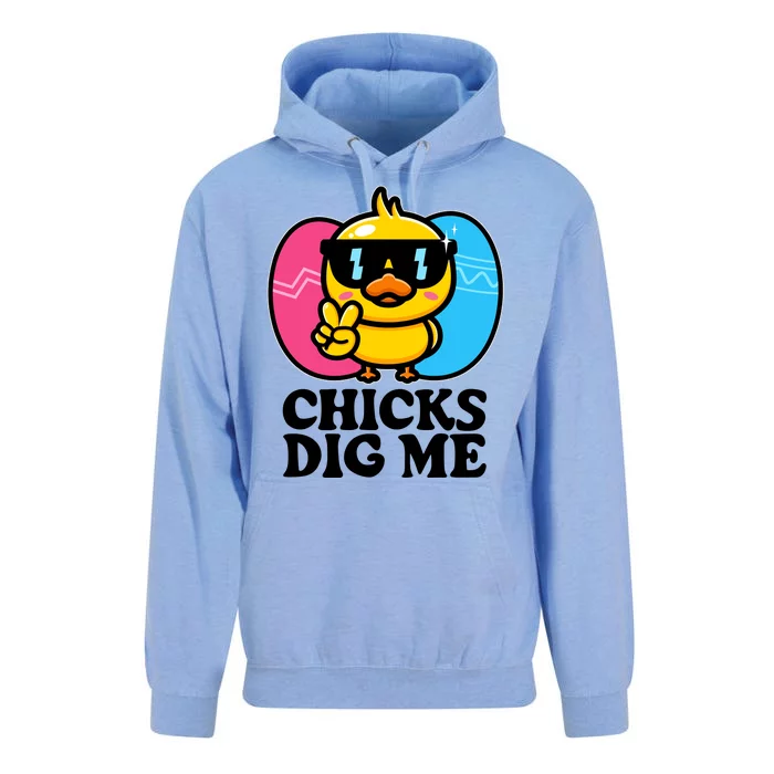 Funny Easter Chicks Dig Me Unisex Surf Hoodie