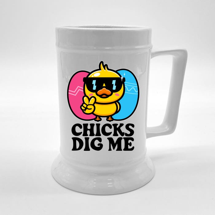 Funny Easter Chicks Dig Me Front & Back Beer Stein