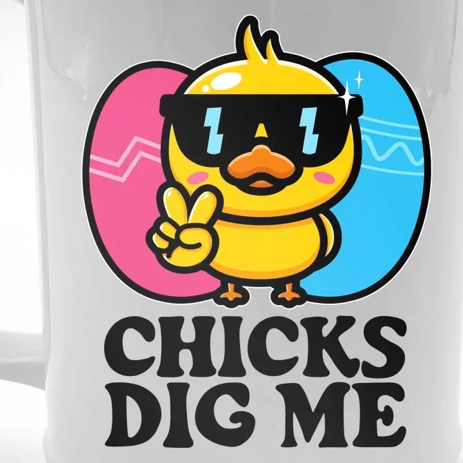 Funny Easter Chicks Dig Me Front & Back Beer Stein