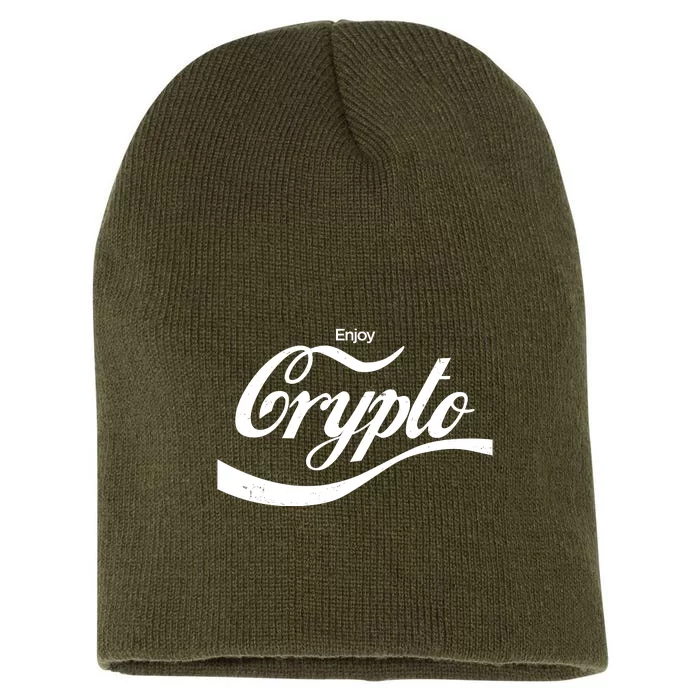 Funny Enjoy Crypto Cola Logo Short Acrylic Beanie