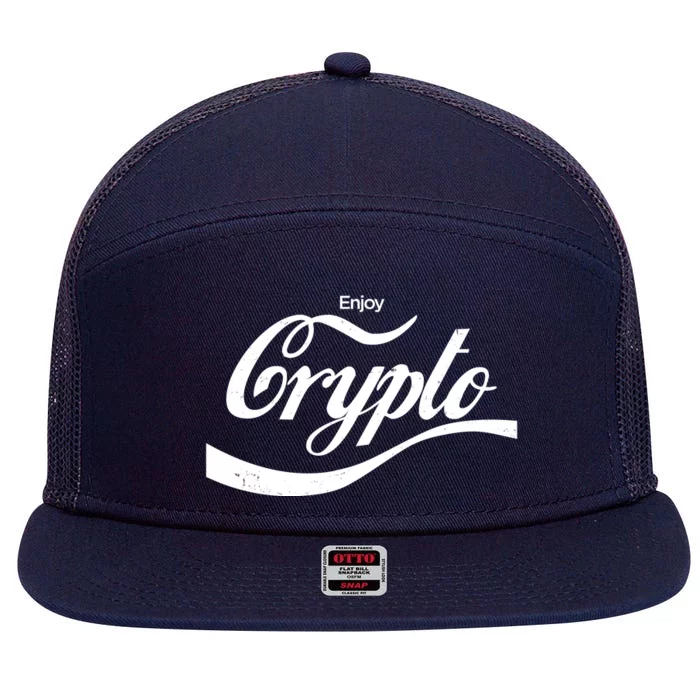 Funny Enjoy Crypto Cola Logo 7 Panel Mesh Trucker Snapback Hat