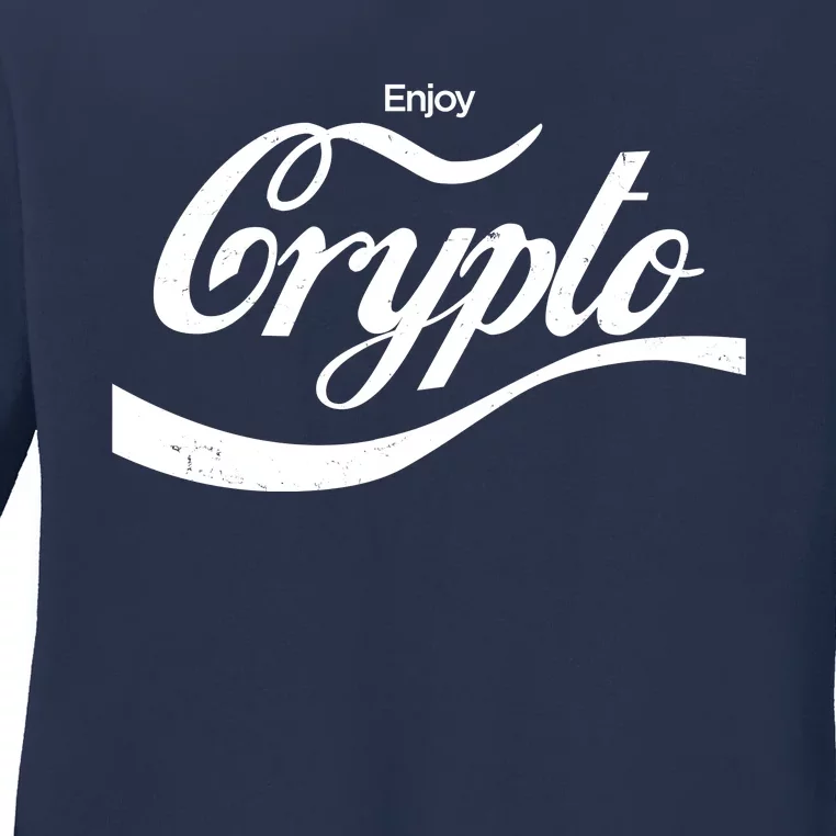 Funny Enjoy Crypto Cola Logo Ladies Long Sleeve Shirt