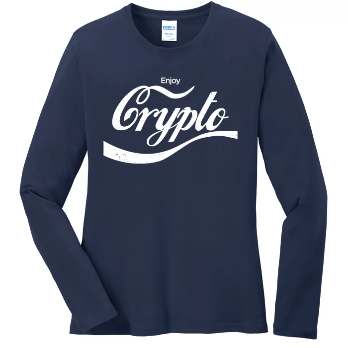 Funny Enjoy Crypto Cola Logo Ladies Long Sleeve Shirt