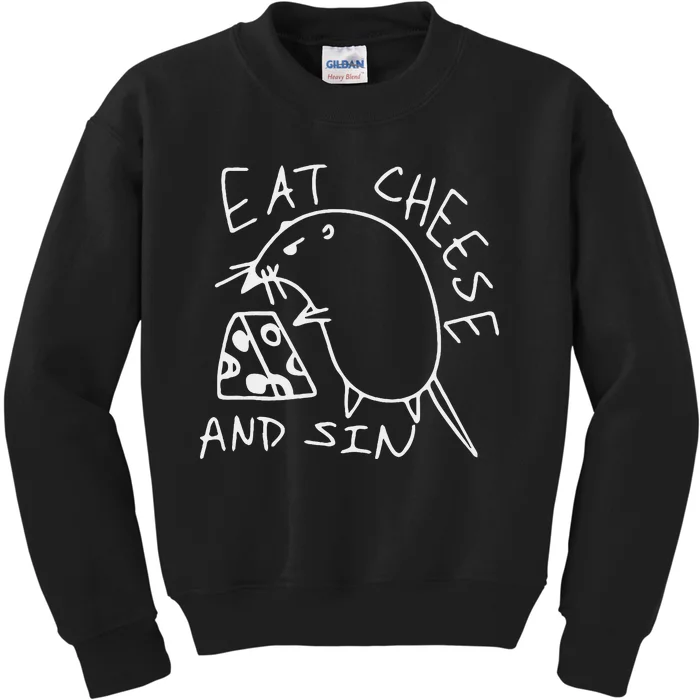 Funny Eat Cheese And Sin Novelty Street Kids Sweatshirt