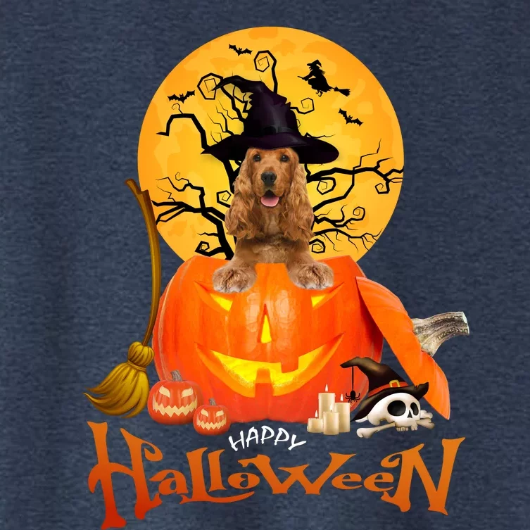 Funny English Cocker Spaniel Dog Dog Spooky Halloween Women's Crop Top Tee