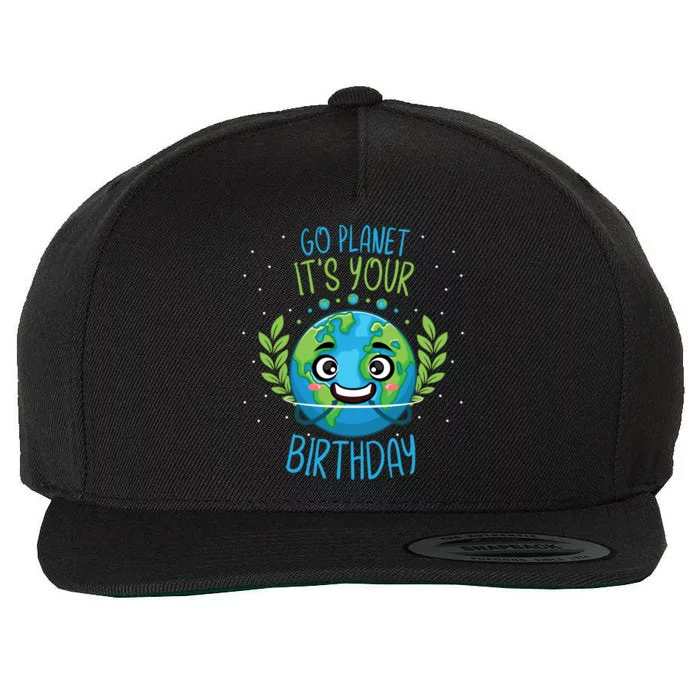 Funny Earth Day Planet Birthday Green Blue World Gift Wool Snapback Cap