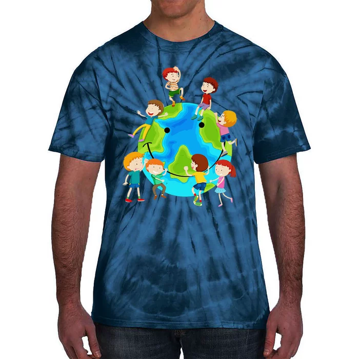 Funny Earth Day Happy Children Around The World Tie-Dye T-Shirt