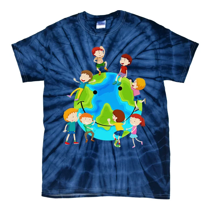 Funny Earth Day Happy Children Around The World Tie-Dye T-Shirt