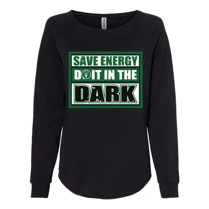 Funny Earth Day Save Energy Do It In The Dark Gift Womens California Wash Sweatshirt