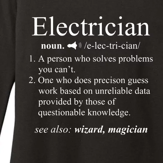 Funny Electrician Definition Electrical Engineer Gift Womens CVC Long Sleeve Shirt