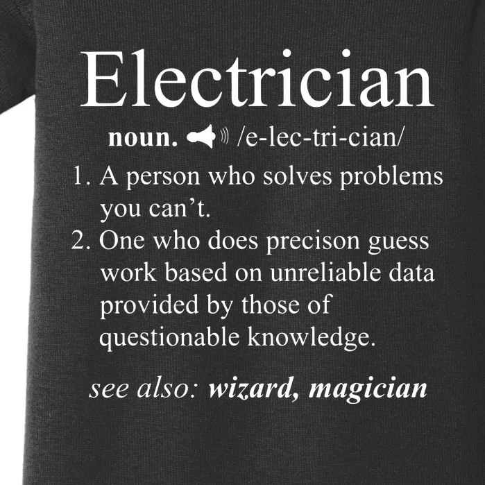 Funny Electrician Definition Electrical Engineer Gift Baby Bodysuit