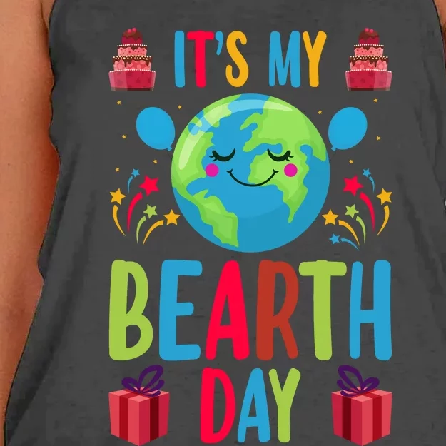 Funny Earth Day Celebration Graphic Women's Knotted Racerback Tank