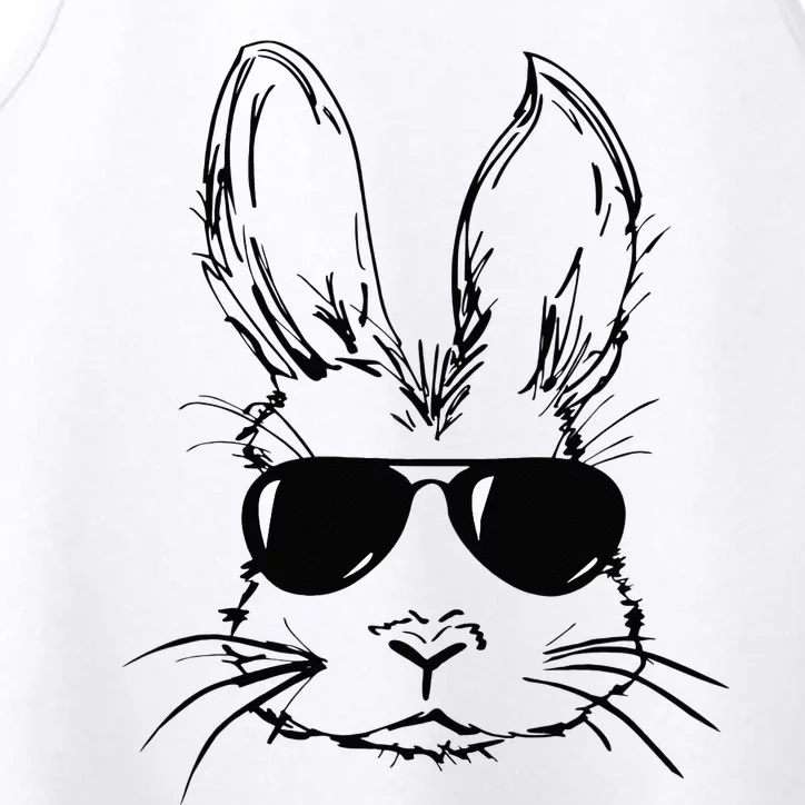 funny Easter Day Bunny Face With Sunglasses Performance Tank