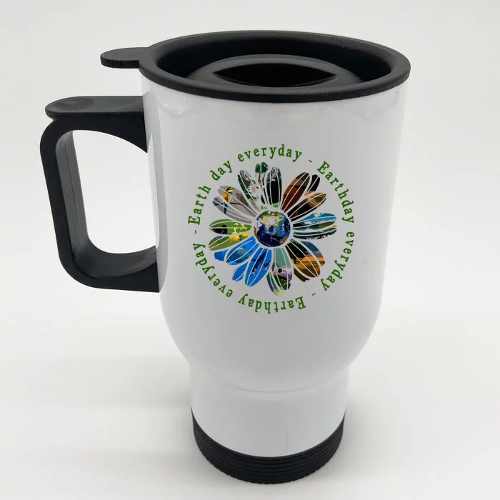 Funny Earth Day Everyday Sunflower Earth Animal Lovers Front & Back Stainless Steel Travel Mug