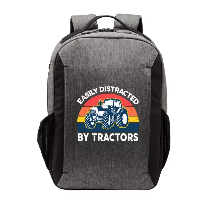 Funny Easily Distracted By Tractorsshirt Farmer Farming Vector Backpack