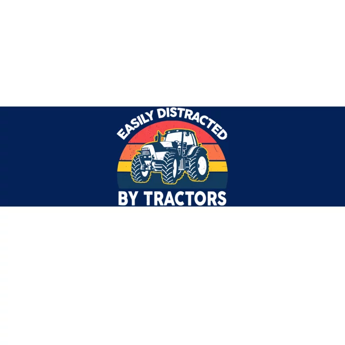 Funny Easily Distracted By Tractorsshirt Farmer Farming Bumper Sticker