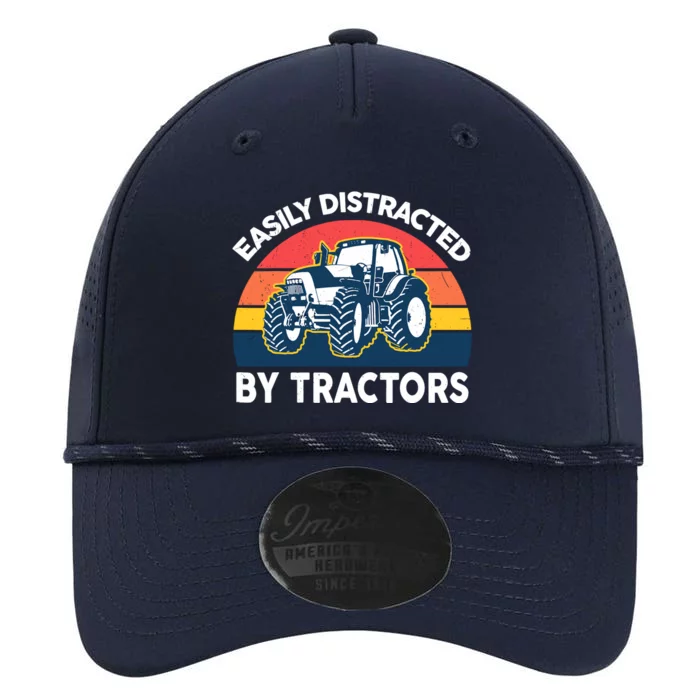 Funny Easily Distracted By Tractorsshirt Farmer Farming Performance The Dyno Cap