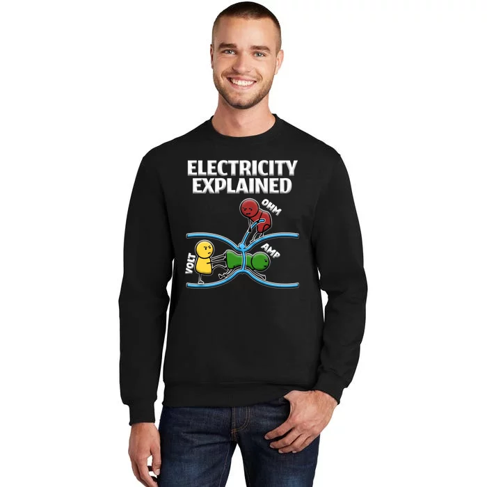 Funny Electrician Design Explains Electricity Quote Tall Sweatshirt