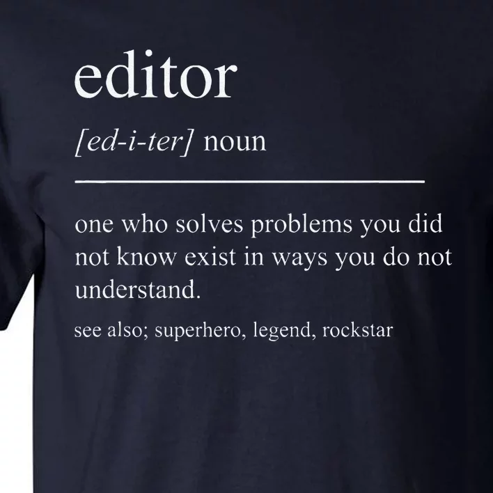 Funny Editor Definition Film Editor In Chief Video Editing Tall T-Shirt