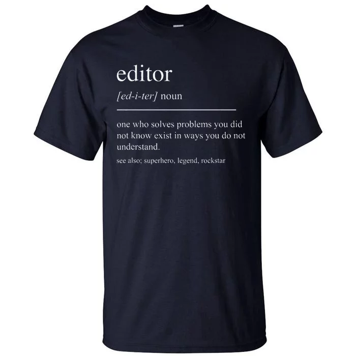 Funny Editor Definition Film Editor In Chief Video Editing Tall T-Shirt