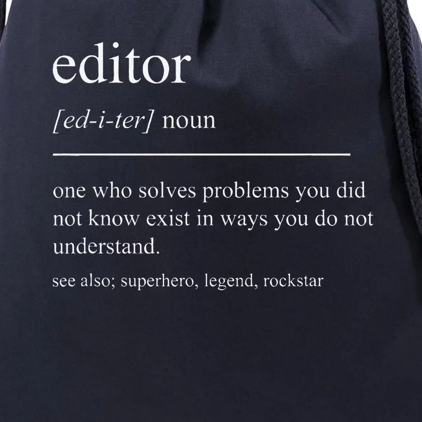 Funny Editor Definition Film Editor In Chief Video Editing Drawstring Bag