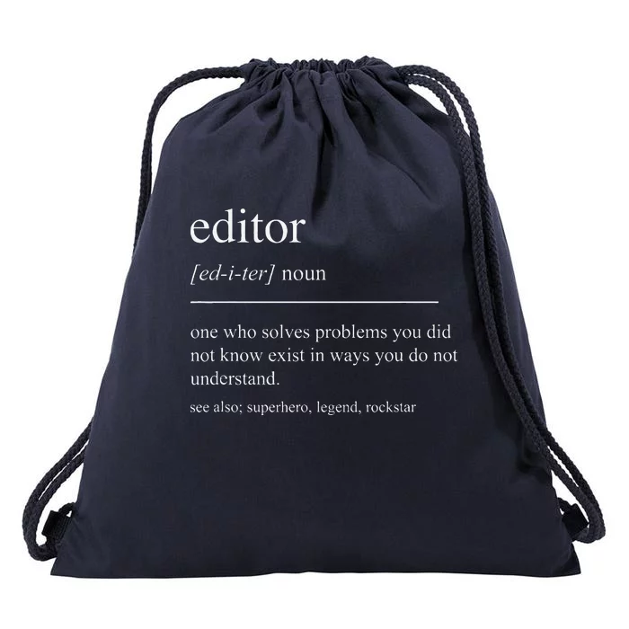 Funny Editor Definition Film Editor In Chief Video Editing Drawstring Bag