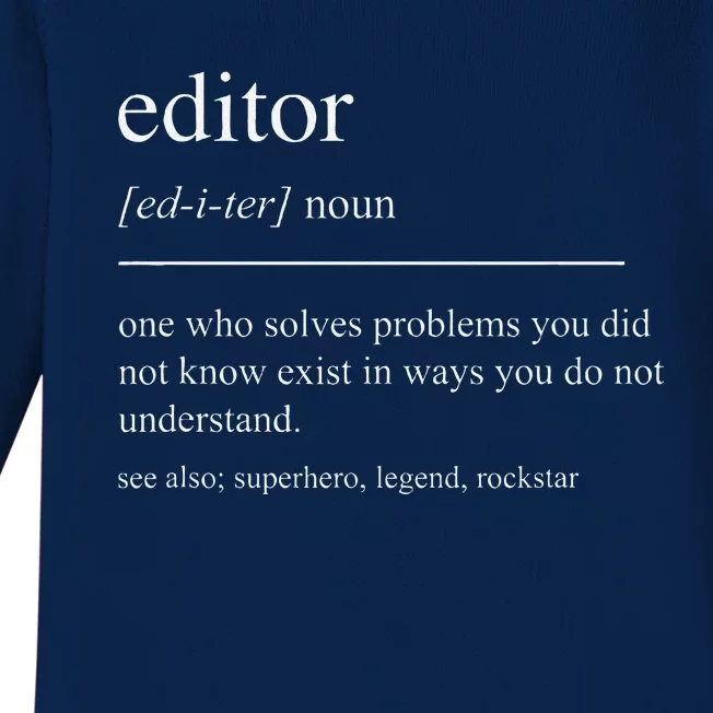 Funny Editor Definition Film Editor In Chief Video Editing Baby Long Sleeve Bodysuit