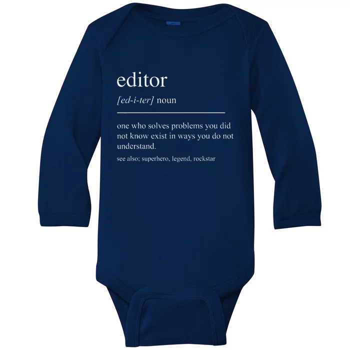 Funny Editor Definition Film Editor In Chief Video Editing Baby Long Sleeve Bodysuit