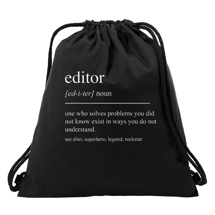 Funny Editor Definition Film Editor In Chief Video Editing Drawstring Bag