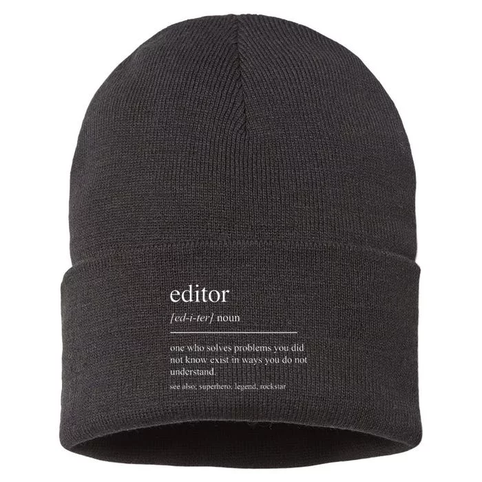 Funny Editor Definition Film Editor In Chief Video Editing Sustainable Knit Beanie