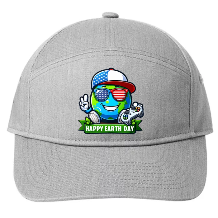 Funny Earth Day Playing Video GamesUsa Flag Glasses2024 7-Panel Snapback Hat