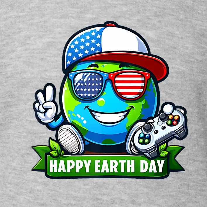 Funny Earth Day Playing Video GamesUsa Flag Glasses2024 Toddler Sweatshirt