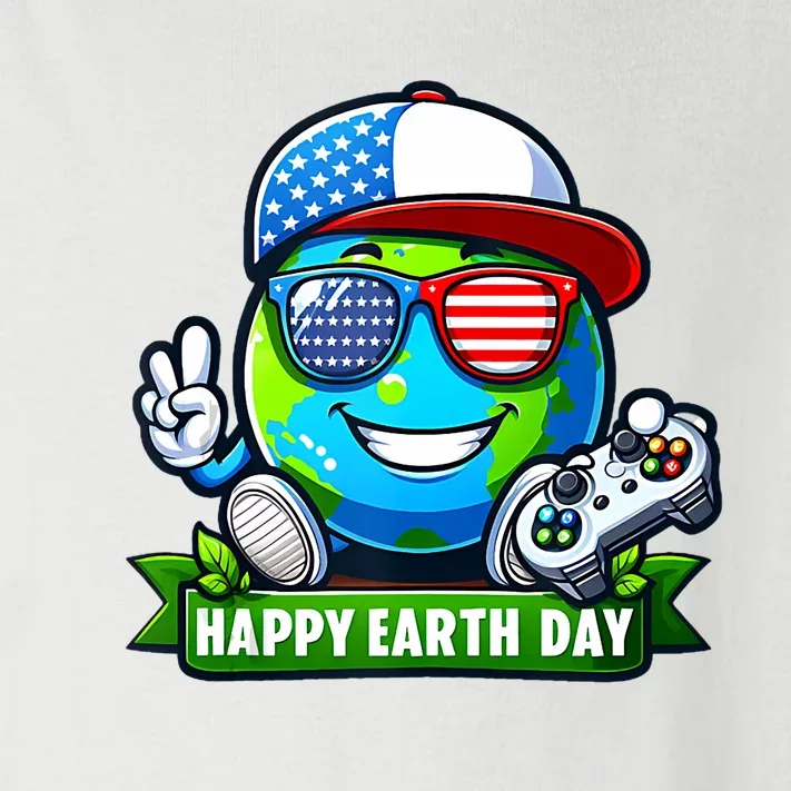 Funny Earth Day Playing Video GamesUsa Flag Glasses2024 Toddler Long Sleeve Shirt