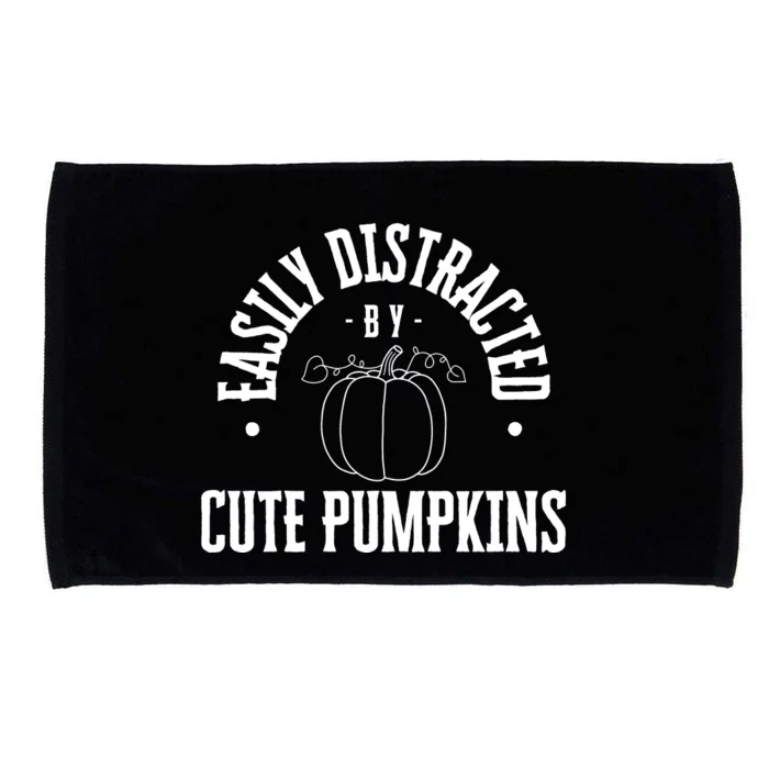 Funny Easily Distracted By Cute Pumpkins Fall Halloween Microfiber Hand Towel